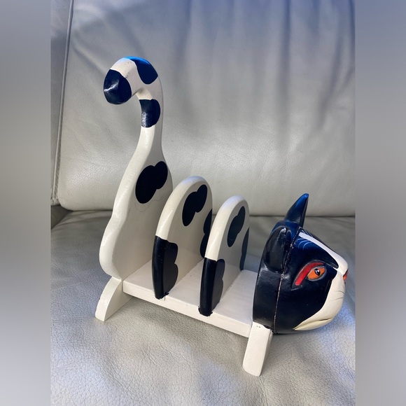 Cat Letter Holder, Carved Wood, Hand Painted - Picture 9 of 11